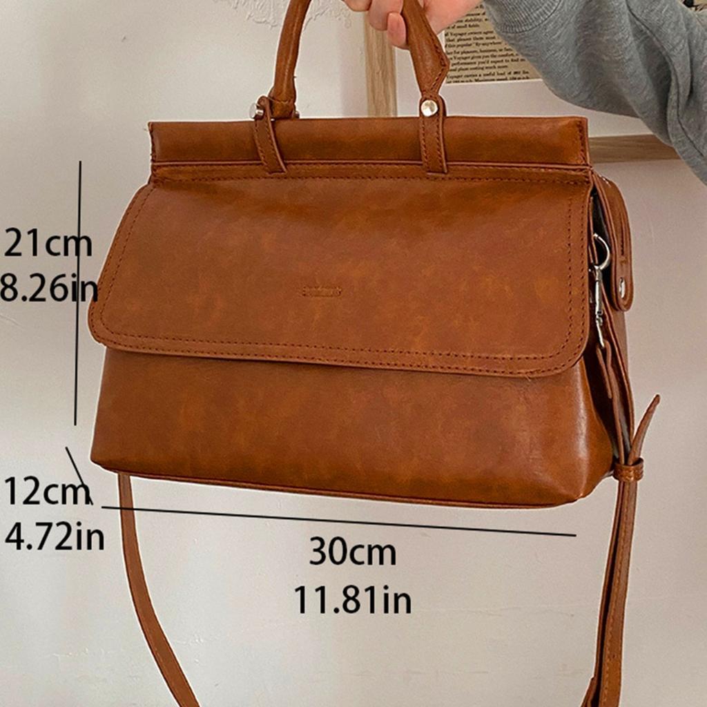 Damen Retro Umhängetasche für den Arbeitsweg, Tragbare Umhängetasche mit Textur und großem Fassungsvermögen