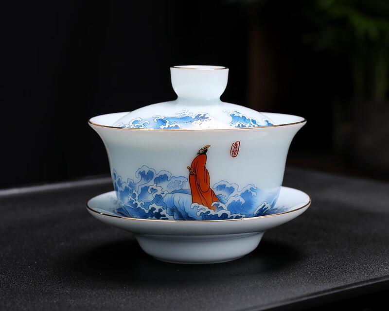 Celadon Mutton-Fat Jade Porcelain Gaiwan Tea Set