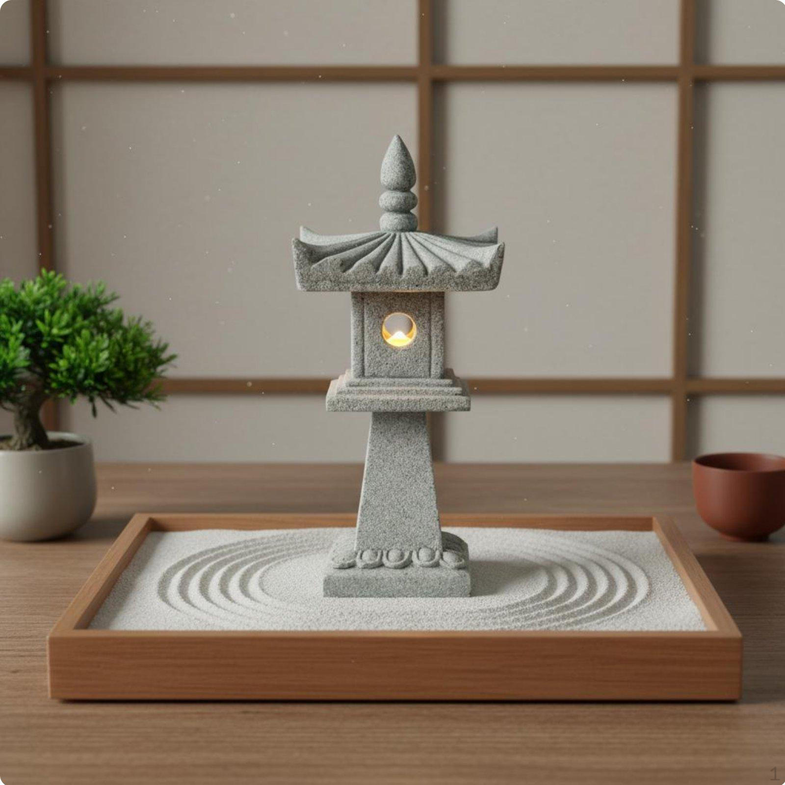 Miniature Stone Lantern Antique Finish Bonsai Decoration Ideal Tranquil Present Garden Pagoda