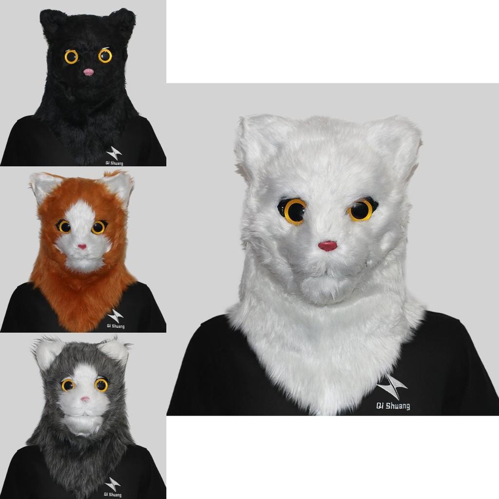 Cute Playful Cat Head Mask With Movable Jaw For Fun Festive Celebrations