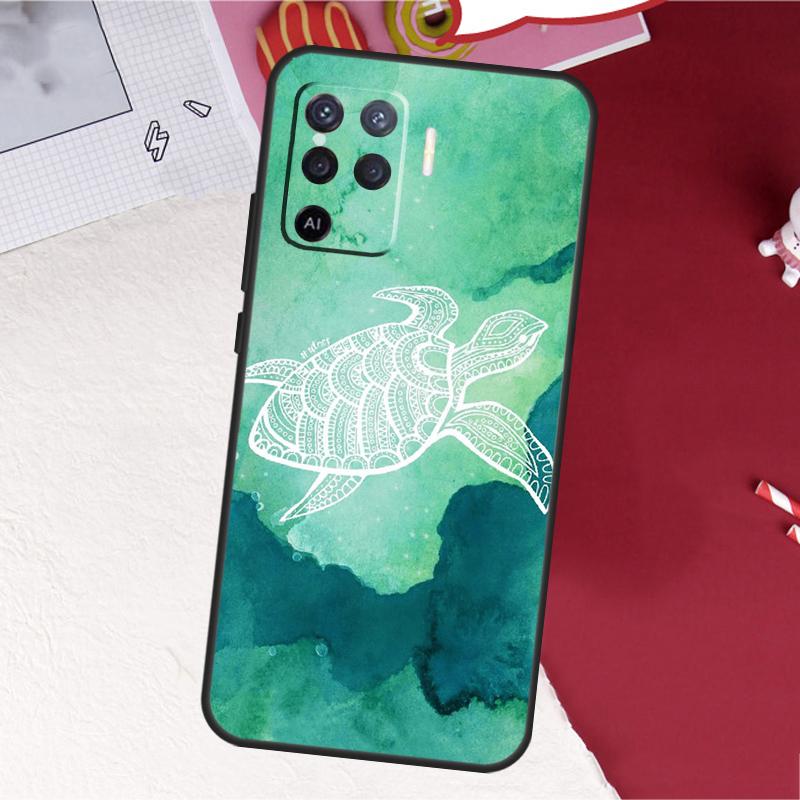 Cute Cartoon Turtles Case For Oppo A17 A57 A77 A74 A54 A94 A78 A98 A18 A60 A80 A40 A38 A58 A96 A76 A16 A15 A5 Pro