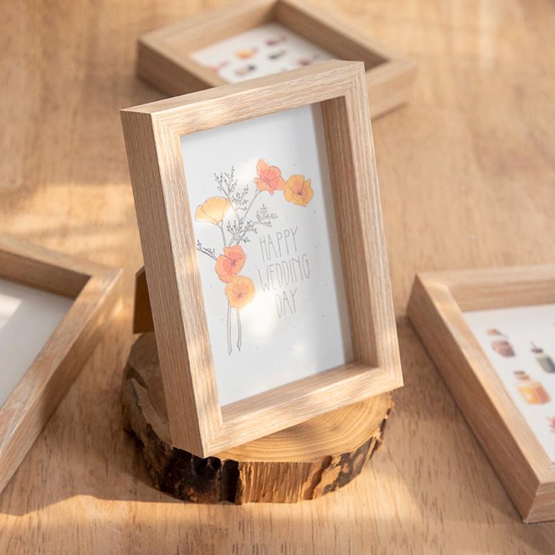 5/6/7/8inch Wooden Photo Frame Solid Picture Frame Vintage Wood Frame Display Stand Desk Accessorie Desktop Ornament Room Decor