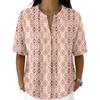 Damenmode Bedrucktes V-Ausschnitt-Shirt Kurzarm Pullover Top Leichte Lässige Bluse für den Alltag