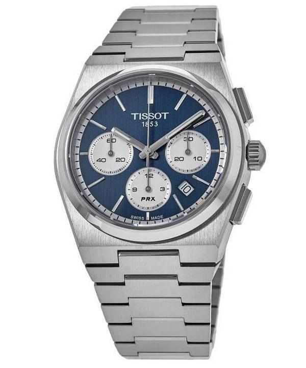 Montre Tissot PRX T-Classic chronographe cadran bleu automatique T137.427.11.041.00 100M pour homme
