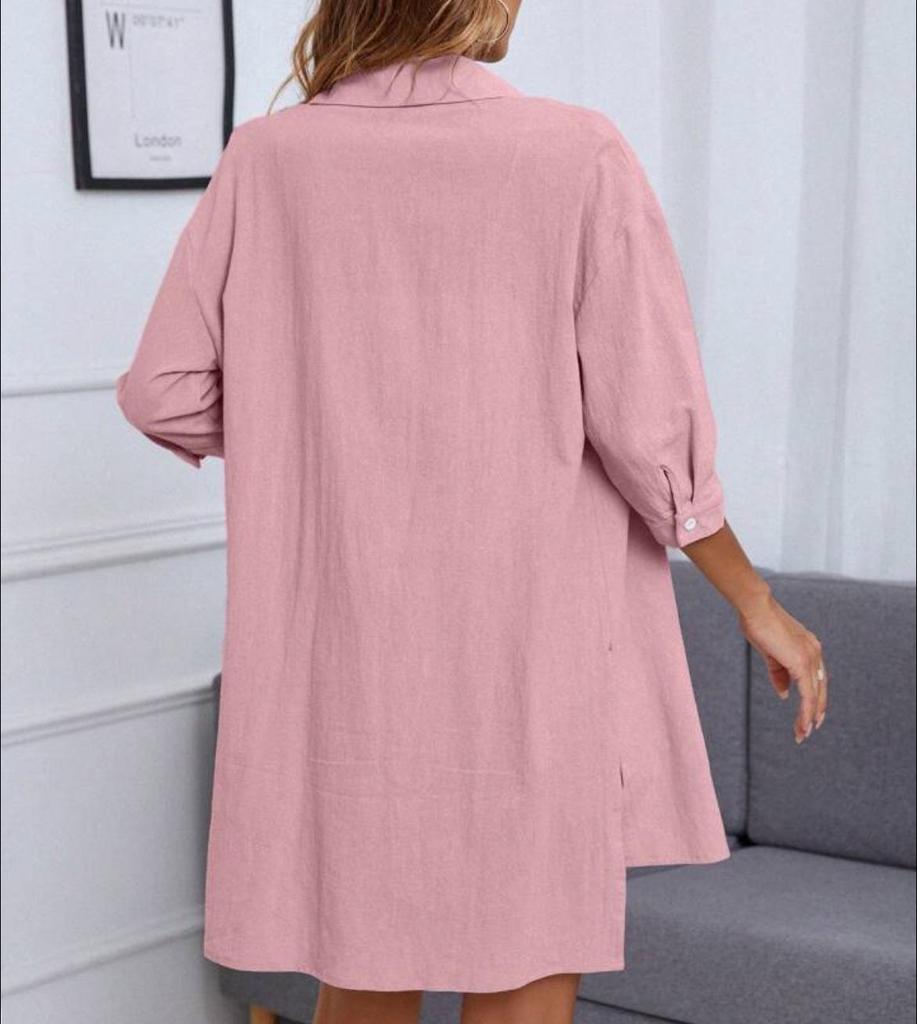 2023 Spring Women's Casual Patchwork Cotton Linen Two-Piece Set with Seven-Sleeves