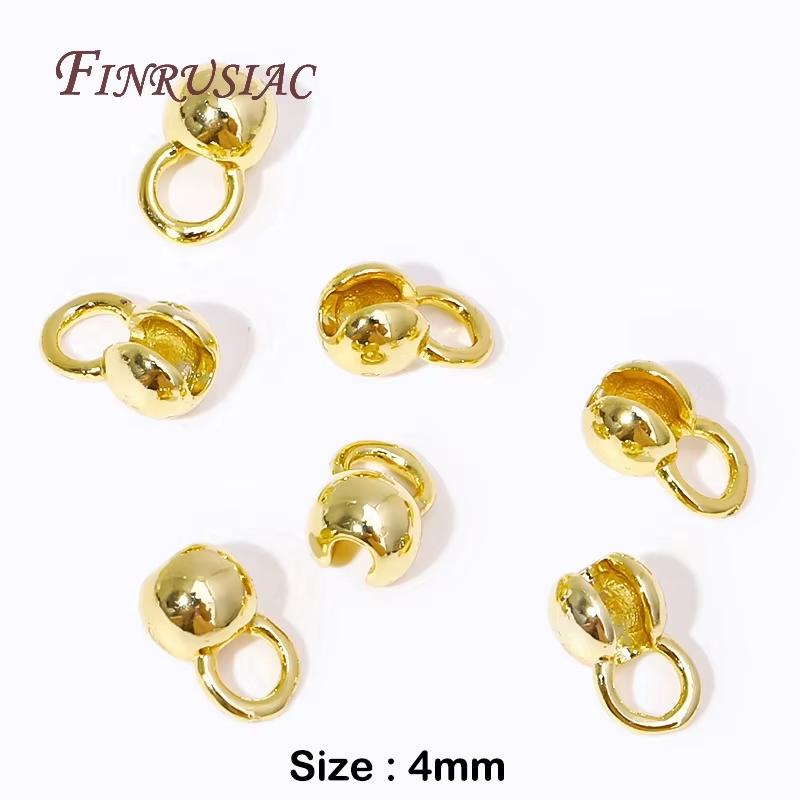 10-20 Pcs/Lot Crimp Beads 18K Gold Plated End Crimps For Jewelry Making DIY Bracelets Accessories,Bead Tip Connectors Findings