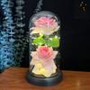 Two Simulated Roses Valentine's Day Hot Gift LED Light Luminous Glass Cover