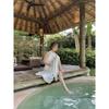 Vacation long skirt, summer new retro white moonlight halterneck sleeveless dress, women tighten their waist to look slimmer
