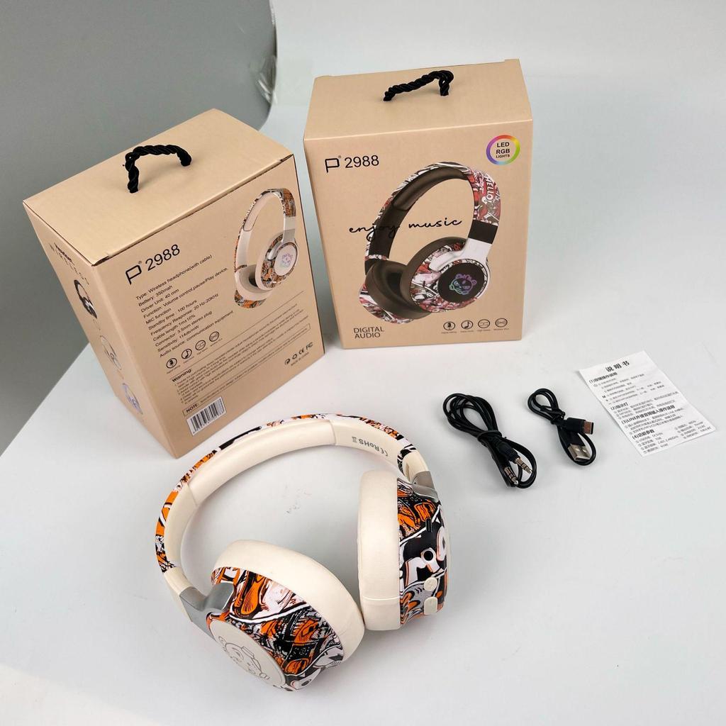 2026 Graffiti Bluetooth Over-Ear Headphones - Long Battery for Gaming