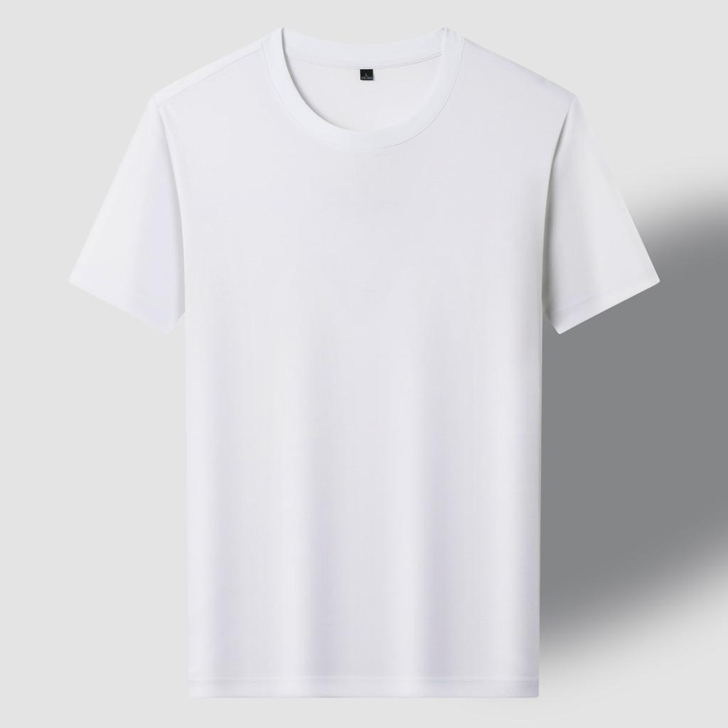 Men's New Summer Casual Cool Round Neck T-shirt 180g Fashionable Versatile Skin-friendly Solid Color Top