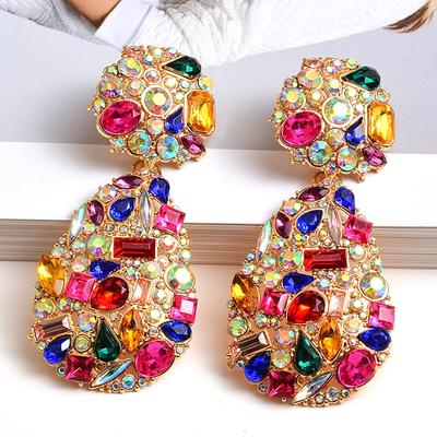 Nové barevné náušnice s krystaly Jemné šperky Doplňky pro ženy Módní trend Drahokamy Pendientes Bijoux
