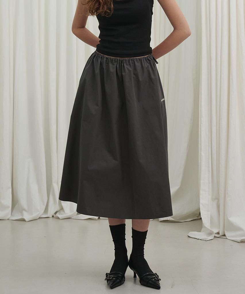Marot Cotton String Midi Skirt_Charcoal