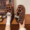 Korean version of leopard print cotton shoes, fluffy shoes for women in autumn and winter 2025, new models for outer wear, velvet to keep warm, and a 