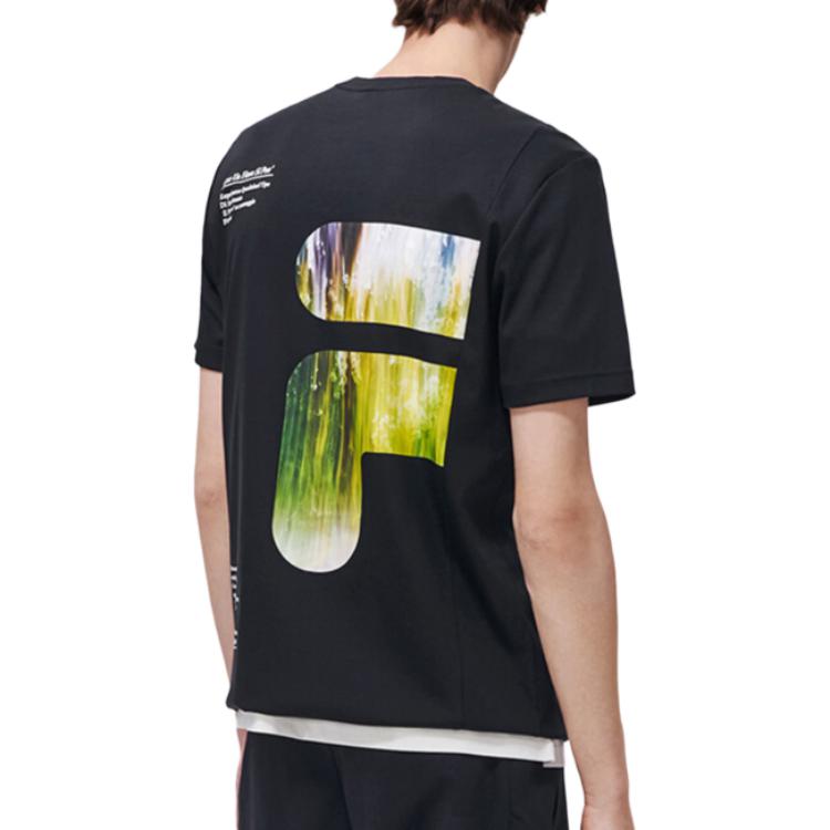 Fila T Shirts Men's Jet Black Crew Neck Moderate Straight Fit F11M318107FBK