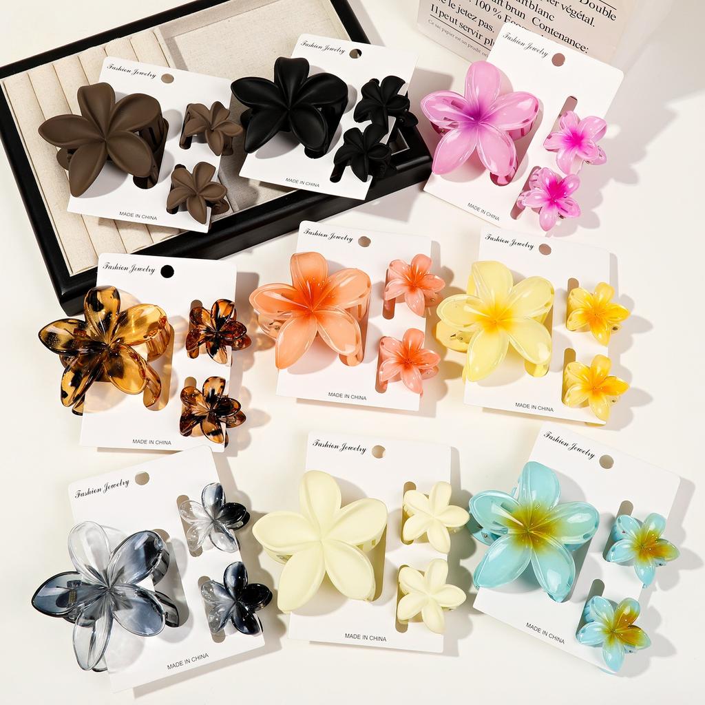 3pcs Vacation Egg Flower Hair Claw 2 Size Women Girls Ponytail Hairpins Bath Beach Hair Crab Clip Headwear Accessories