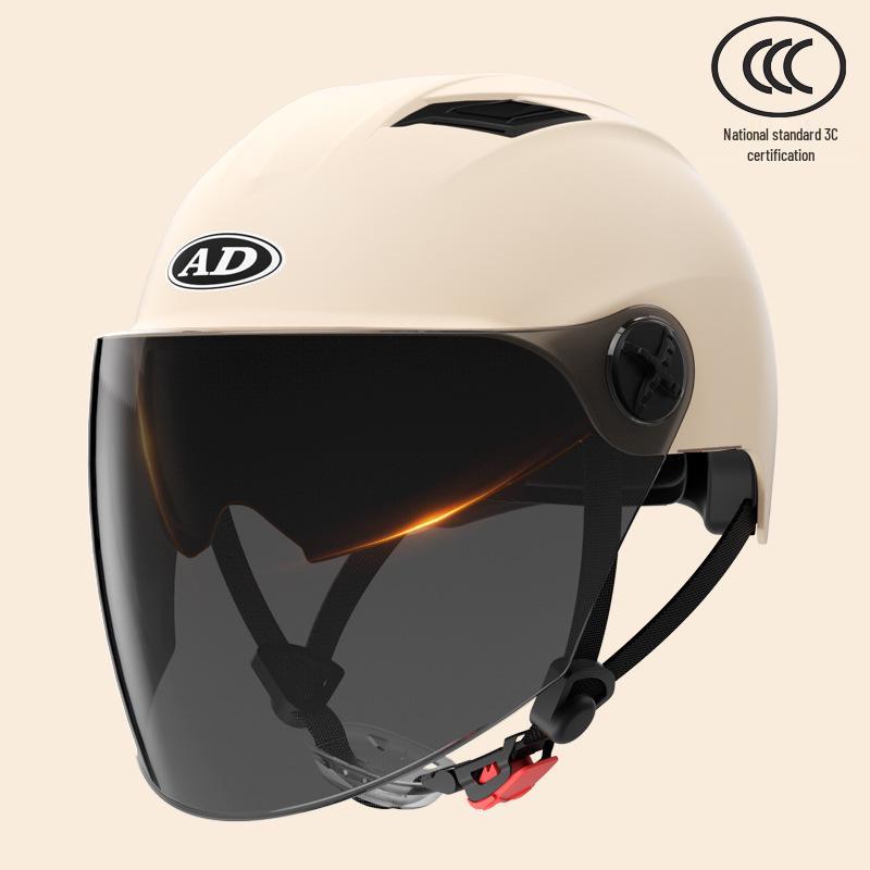 3C Certified Unisex Electric Vehicle Half Helmet with Double Visor, Summer Sun Protection, All-Season Use for Scooters & Motorcycles