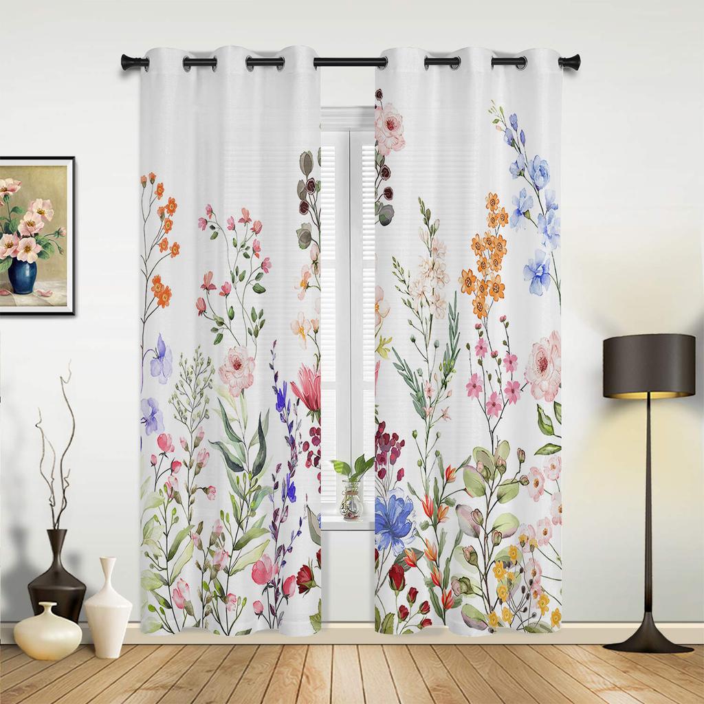 Blumen- und Blatt-Vintage-Schlafzimmergardinen Wohnraum-Vorhänge Küchen-Fenstergardinen Kinderzimmer-Fenstergardine Moderne Heimdekoration