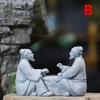 Statue di Anziani Cinesi che Giocano a Scacchi Decorazione Paesaggistica in Miniatura Persone in Miniatura Bonsai Rocciosi Ornamenti per Acquari