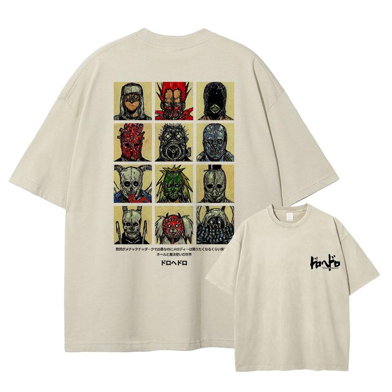 Anime Dorohedoro T Shirt Vintage Washed Caiman En Nikaidou T-shirts Oversized Streetwear Retro Fujita Tops Tees Men 100% Cotton