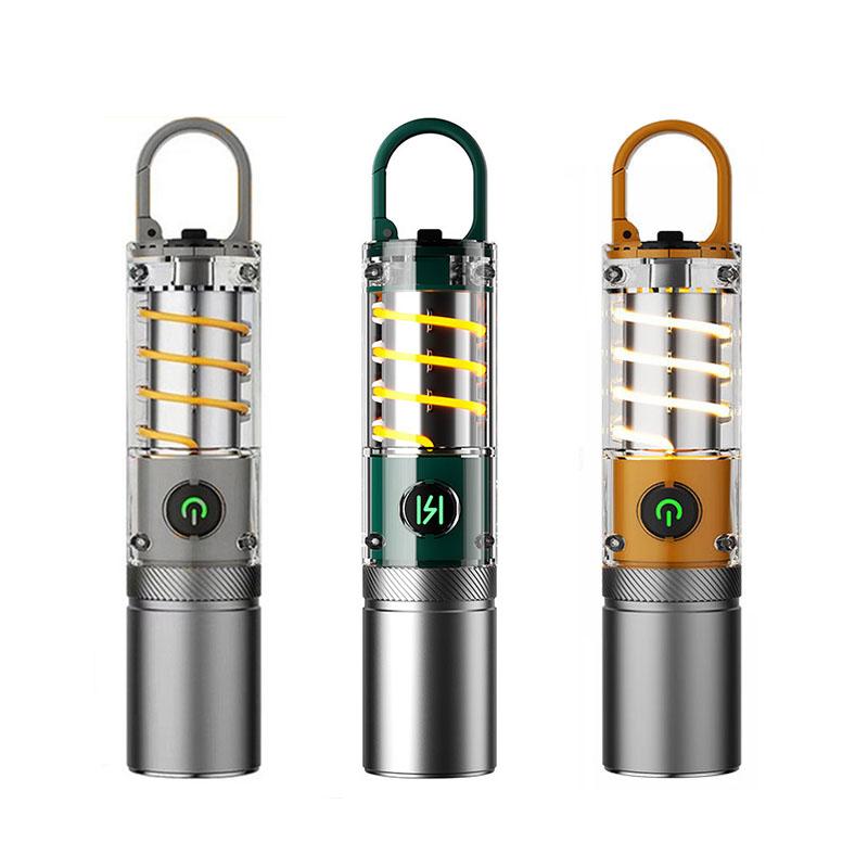 

Уличный портативный фонарик перезаряжаемый Type-c кемпинговый рабочий фонарик фонарь свет для палатки зум мощный свет фонарики с крючком GREY,1PC