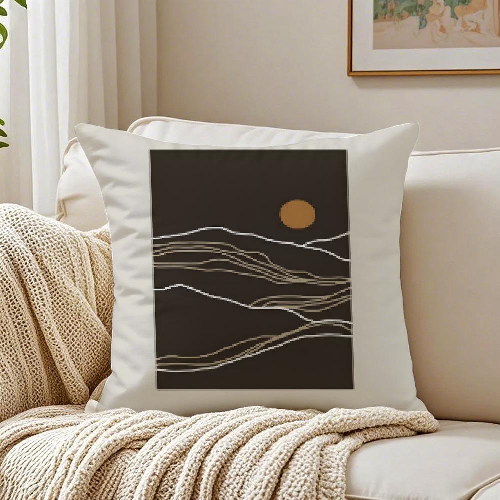 Nordic Abstract Art Pillow Case Double-Sided Plush Sofa Cushion Covers Organic Breathable Invisible Zipper