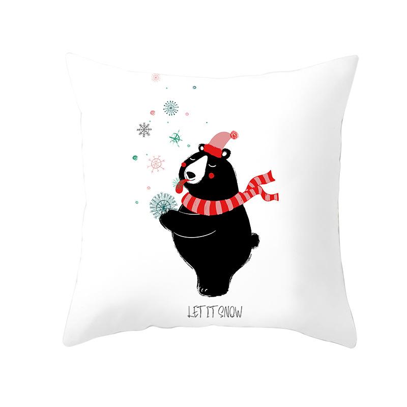 Cartoon Christmas Peach Skin Pillow Cover New Sofa Cushion Cover Square Cushion Pillow Cover