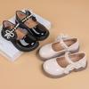 Girls' Pearl Bow Princess Shoes - Spring/Autumn Fashionable Leather, Korean & British Style, Casual & Performance Wear