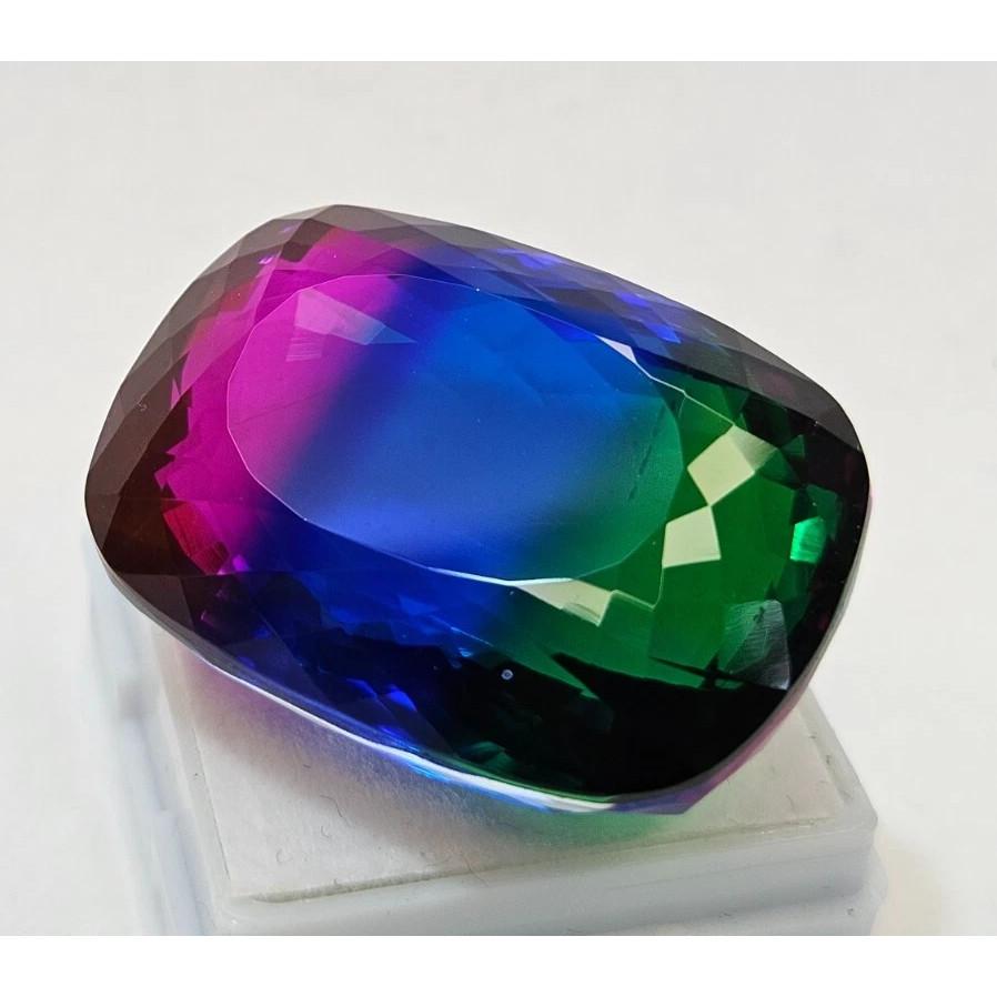 Stunning Natural Tourmaline Bi-Color 75+ Ct Cushion Cut Certified Gemstone