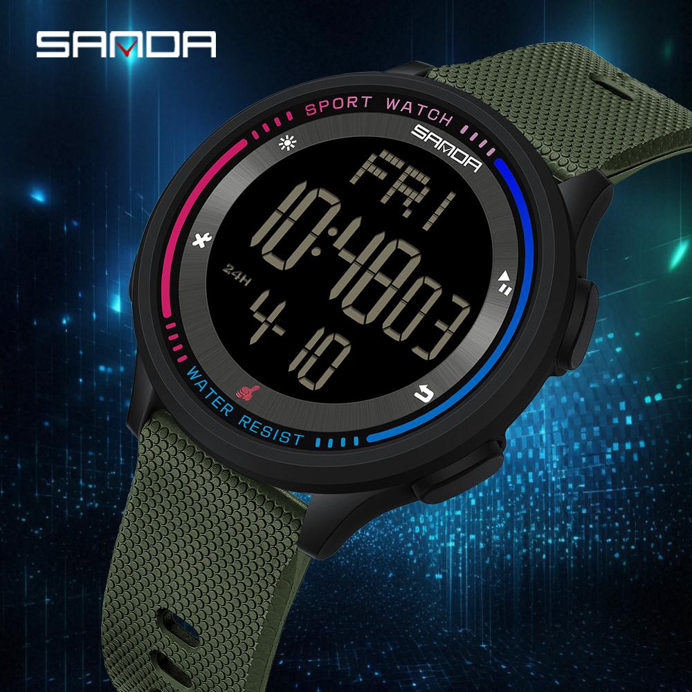 SANDA Top Brand New 6158 Student Electronic Form Movement Luminous Alarm Clock Fashion Trend Student Electronic Watch