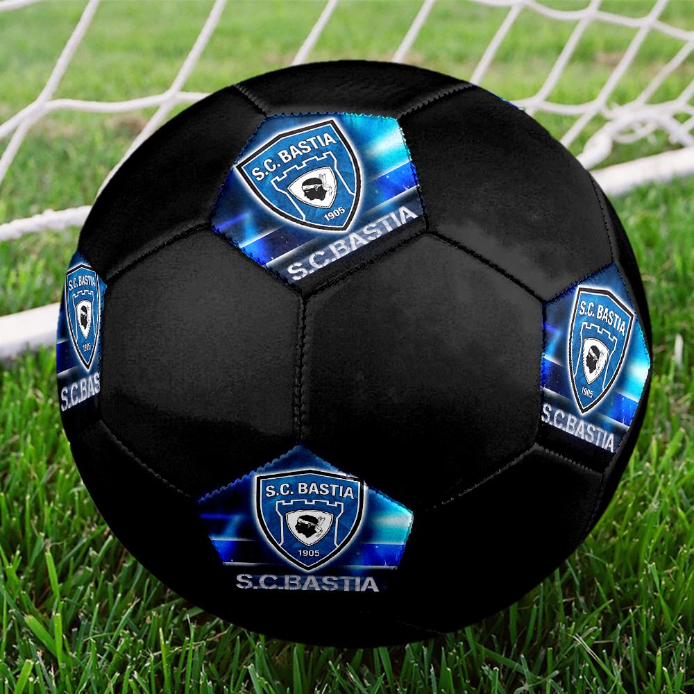 SC Bastia Soccer Ball, Colorful, Suitable for All Ages, Machine-stitched, PVC Material, Competition Grade, Durable and High Bounce