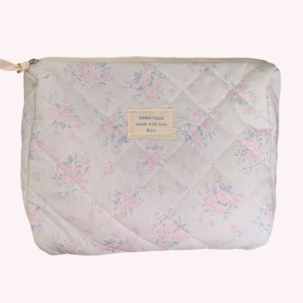 Women Quilted Checkered Makeup Bag Portable Cosmetic Storage Bag Lightweight Lady Makeup Bag Purse Toiletry Zipper Storage Pouch