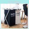 Foldable Oxford Fabric Dirty Clothes Hamper With Multicompartment Storage For Home Use
