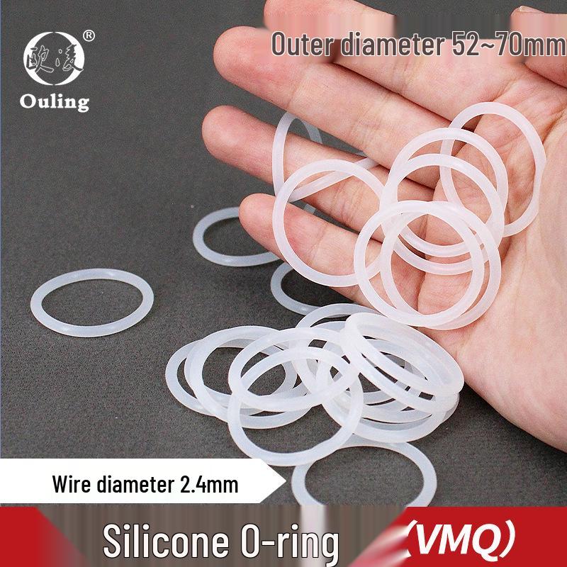 White Silicone O-ring, 52-70mm Outer Diameter, 2.4mm Cross-section, Temperature-Resistant, Eco-Friendly Outer Diameter 52mm (1pc) White Silicone O-ring