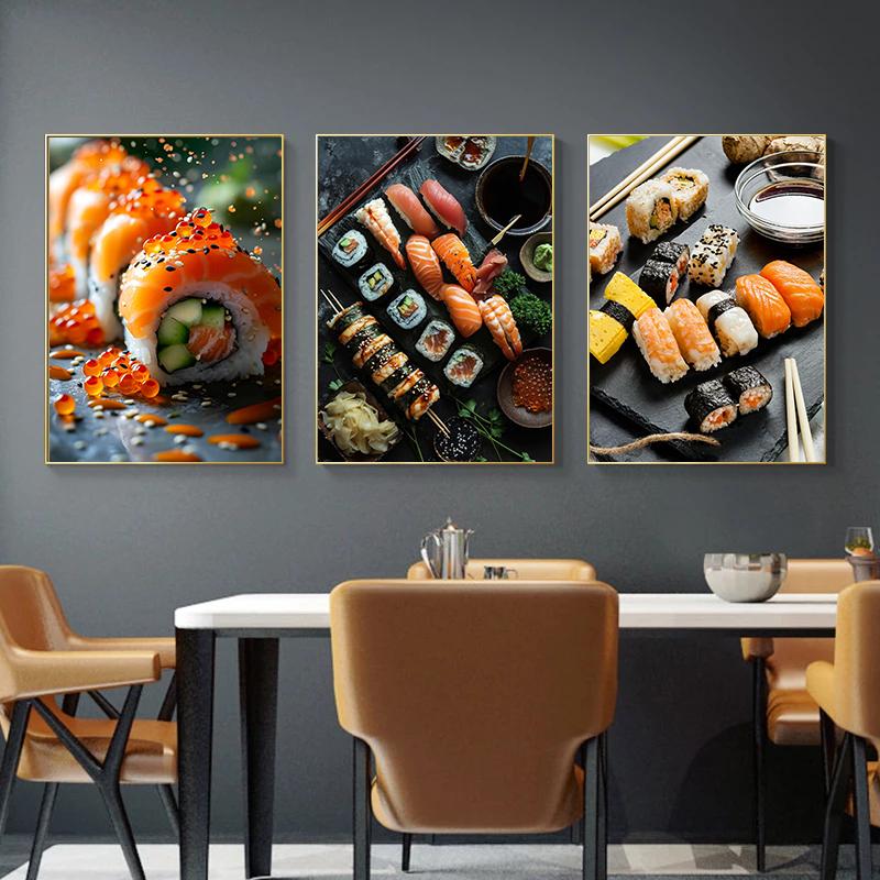 Japanese Sushi Cuisine Art Posters Minimalist Japanese Food Prints Canvas Painting Restaurant Wall Picture Kitchen Decoration