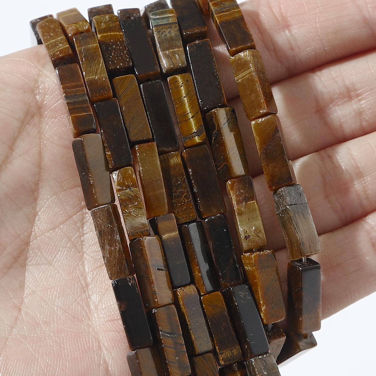

30 шт. Бусины из натурального камня, квадратные бусины-трубочки, агат, тигровый глаз, аметист, разделительные бусины для изготовления украшений, DIY браслет, ожерелье, серьги (40см) Tiger Eye