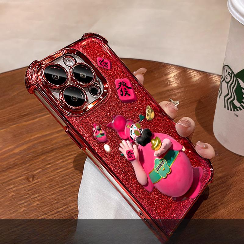 Suitable for Apple 16 Electroplated Phone Case 15pro, Four-corner Anti-drop 14 Transparent 13 High-end Feel 7/8