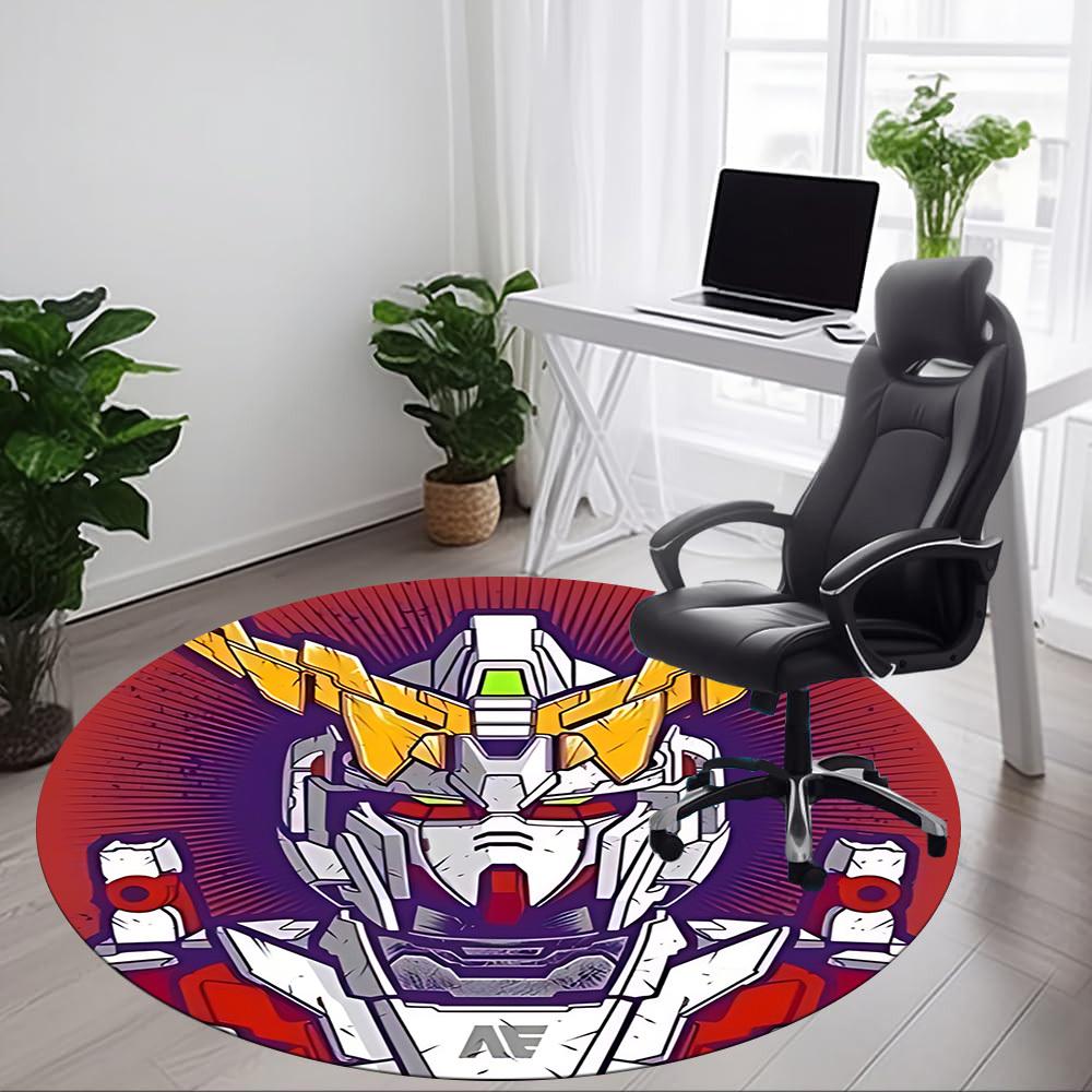 1pc Gundam Series Office Round Area Rug, Indoor Mat Suitable For Office,Bedroom Living Room Home Decor, Room Deco a0926117