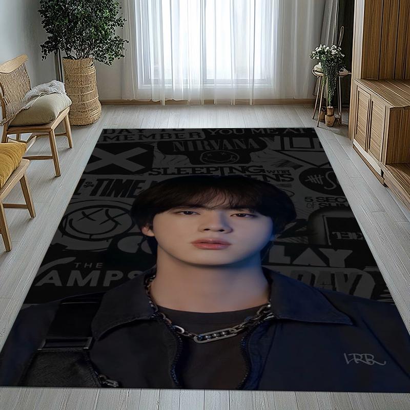 Kim Seok Jin Kpop B-BTS Living Room Non-Slip Area Rug Soft Carpet for Bedroom Kids Playroom Sofa,Home Decor Doormat Gift