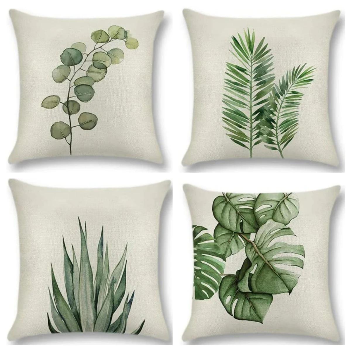 

- Зеленый Лист Растения Отделка Наволочки, Наволочка Домашний Декор, Подходит для Дивана, Автомобиля, Спальни х хДюймов 45x45cm