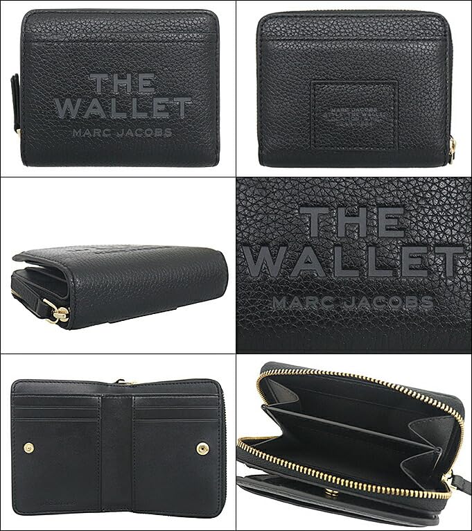 Marc Jacobs Bifold Wallet Black The Leather Graphic Logo Mini Compact Wallet for Women (2R3SMP044S10) [Brand] [Used]