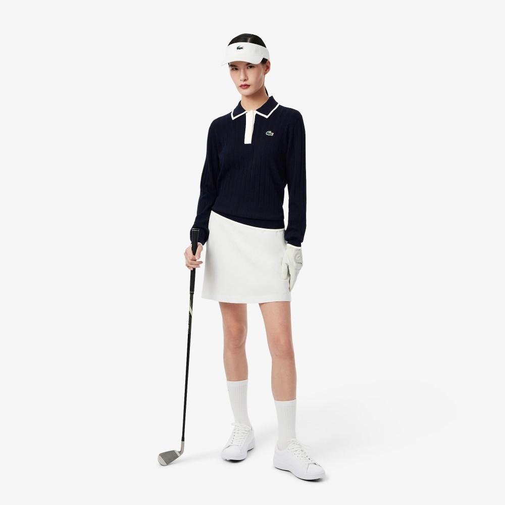 Lacoste Women's Golf Color Tipped Long-Sleeve Sweater Polo Shirt AF8544-55NHHW