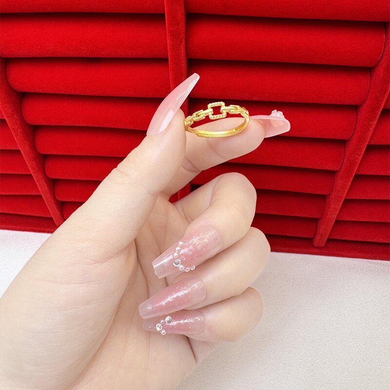 Exquisite Sand Gold Open Ring for Women: High-End Niche Design, Light Luxury Style, Long-Lasting Color, Imitation Gold.