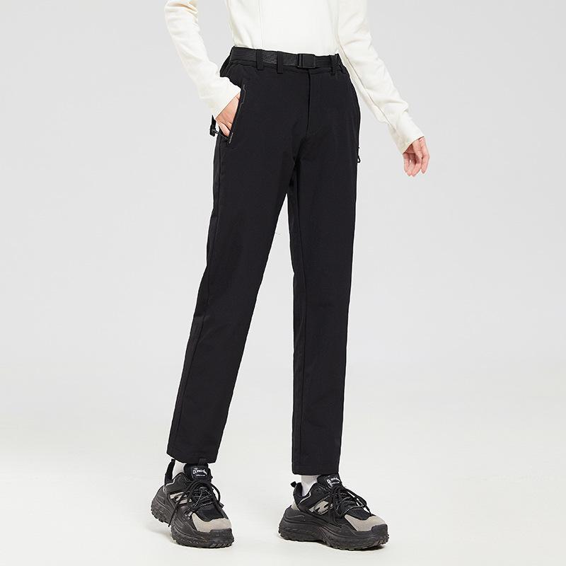 Outdoor Waterproof Elastic Straight-Leg Trousers - Trendy Zip-Up, Ideal for Spring/Autumn Mountaineering and Casual Wear.