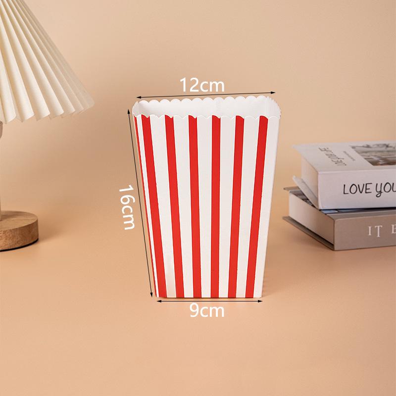 Striped Food-Grade Cardboard Folding Box for Popcorn, Fries, and Chicken