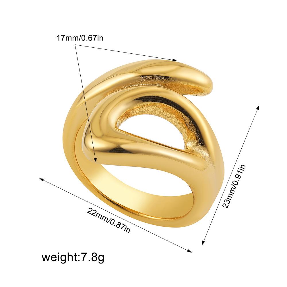 18K exaggerated ring, water drop knot, open ring, knotted irregular geometric decorative ring, index finger ring.