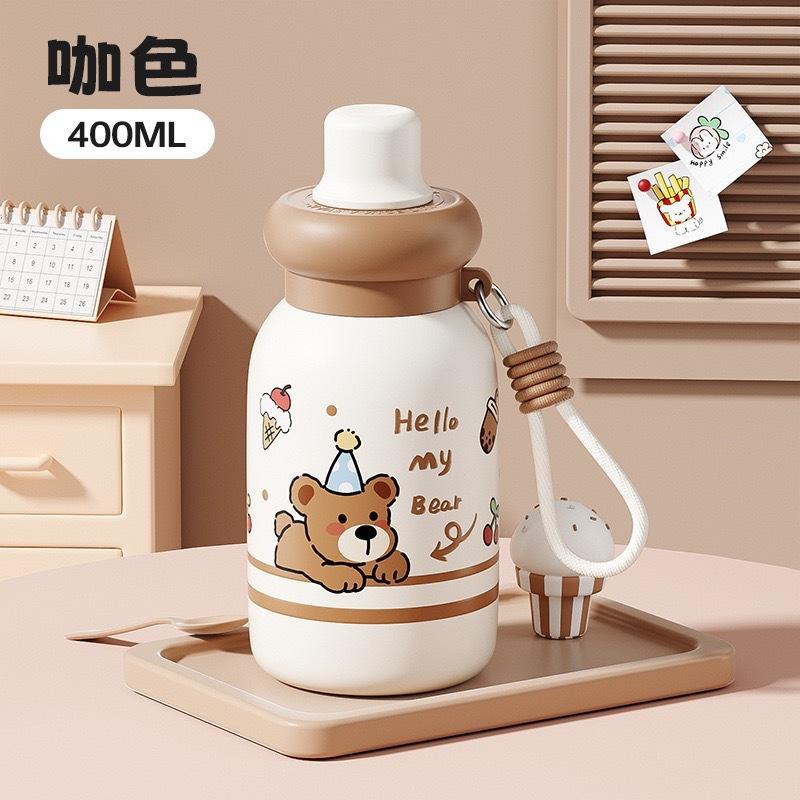 Water Bottle Cute Thermos Cup Round Ball Water Cup Cartoon Girl Tea with Filter New Straw Cup