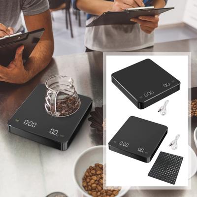 Balança de café recarregável (Com temporizador), Preciso 0g (3 kg/0,01 g) Balança para café, balança digital portátil de cozinha (Com temporizador)