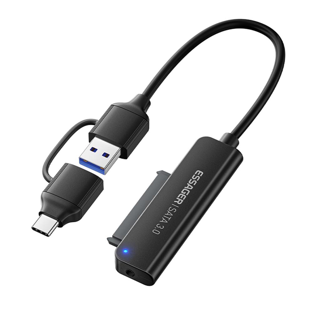 ESSAGER 5Gbps High Speed Data Transfer 2 In 1 USB 3.0/Type-C To SATA Adapter Cable for External Hard Drive SSD