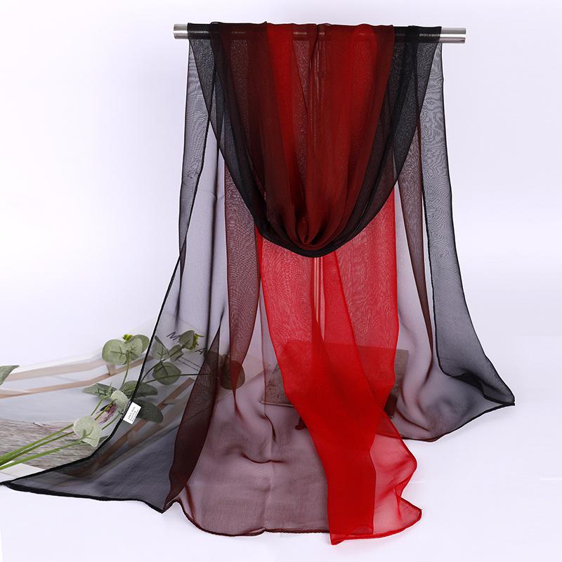 Damen Schal aus Seide mit Farbverlauf: Vielseitiger, leichter Schal für den Sommer, Tanz und Körperformung, lang und dünn aus Georgette.