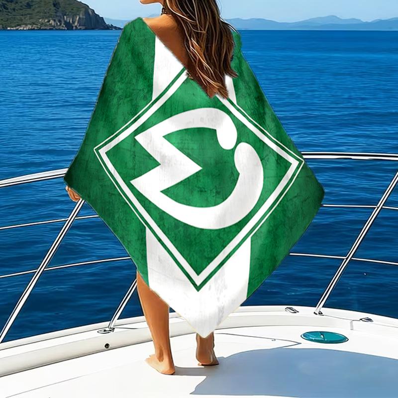 Green Bremen Emblem Beach Towel - Soft, Absorbent Microfiber, Lightweight, Ideal for The Beach, Parties, Travel, Camping fan gifts